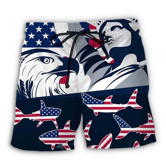 Shark America Independence Day Art – Beach Short