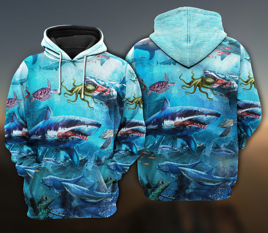 Shark Assassin Style Ocean Art – 3D Hoodie