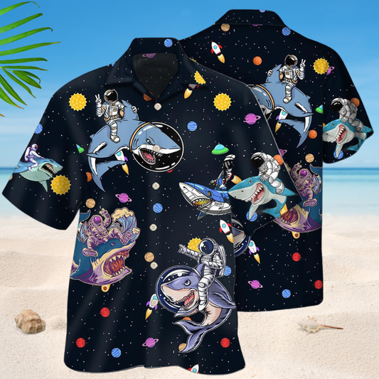 Shark Astronaut Galaxy Style – Hawaiian Shirt