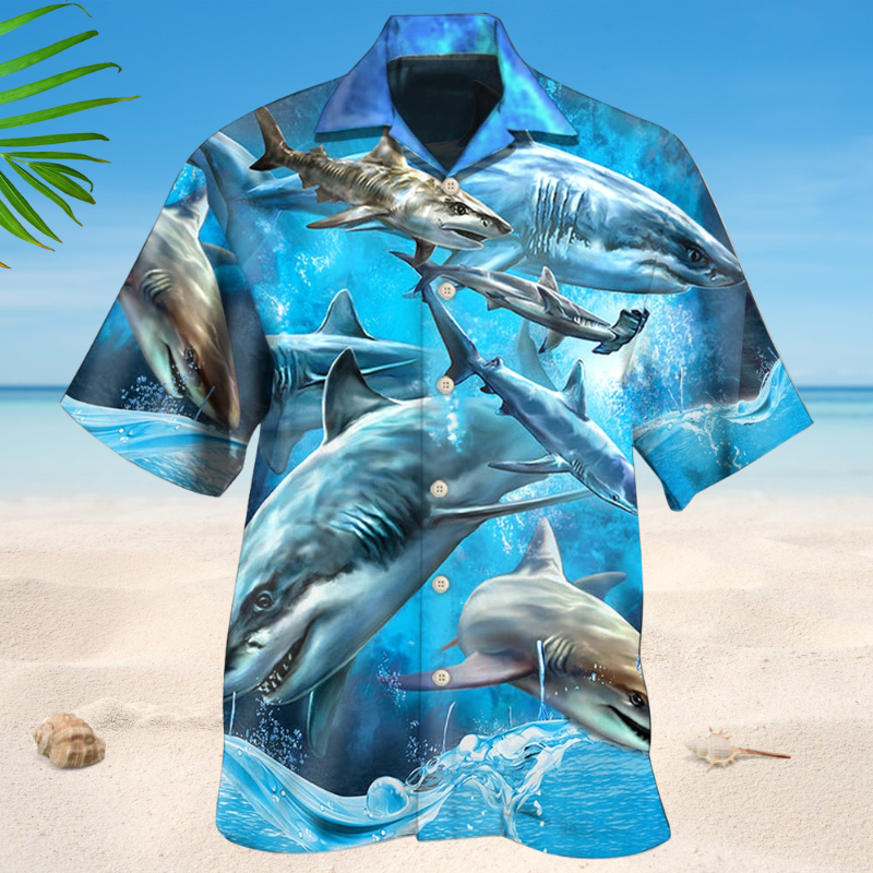 Shark Blue Ocean Life Style – Hawaiian Shirt