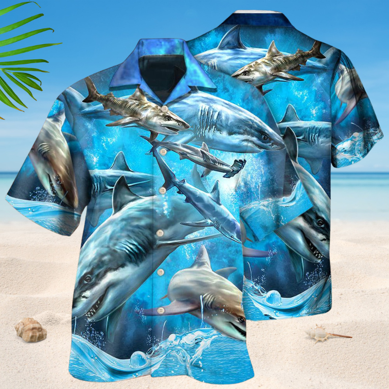 Shark Blue Ocean Life Style – Hawaiian Shirt
