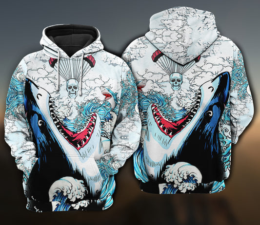 Shark Skull Style Ocean Art – 3D Hoodie