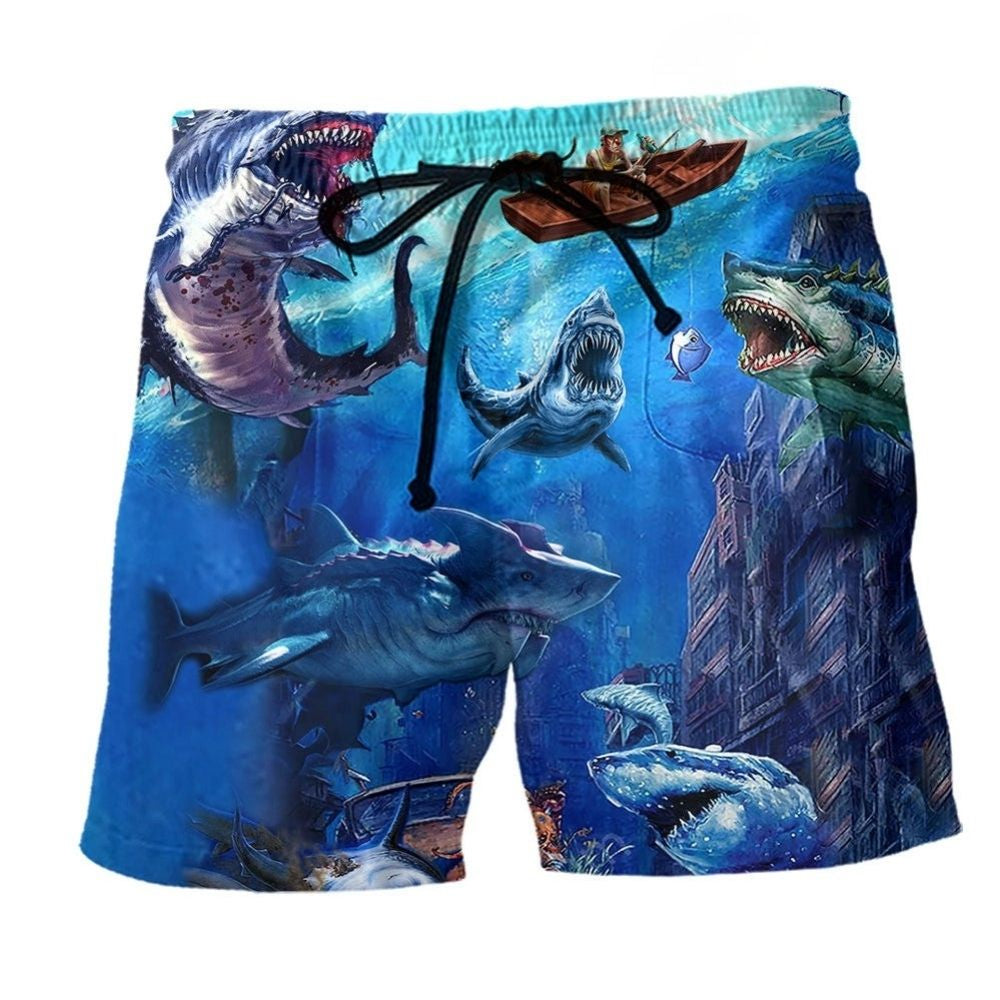 Shark Small Ship Fishing Ocean - Beach Short