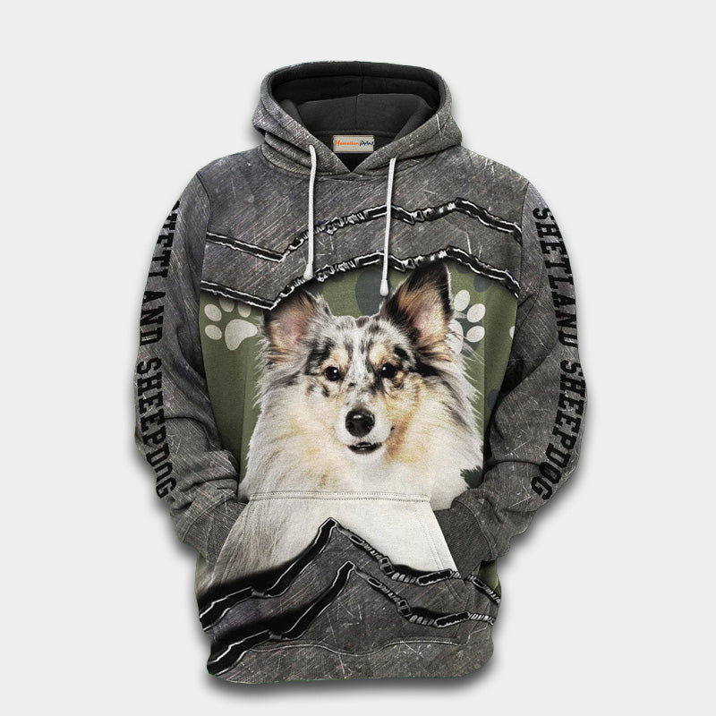 Shetland Sheepdog My Friend Art – 3D Hoodie