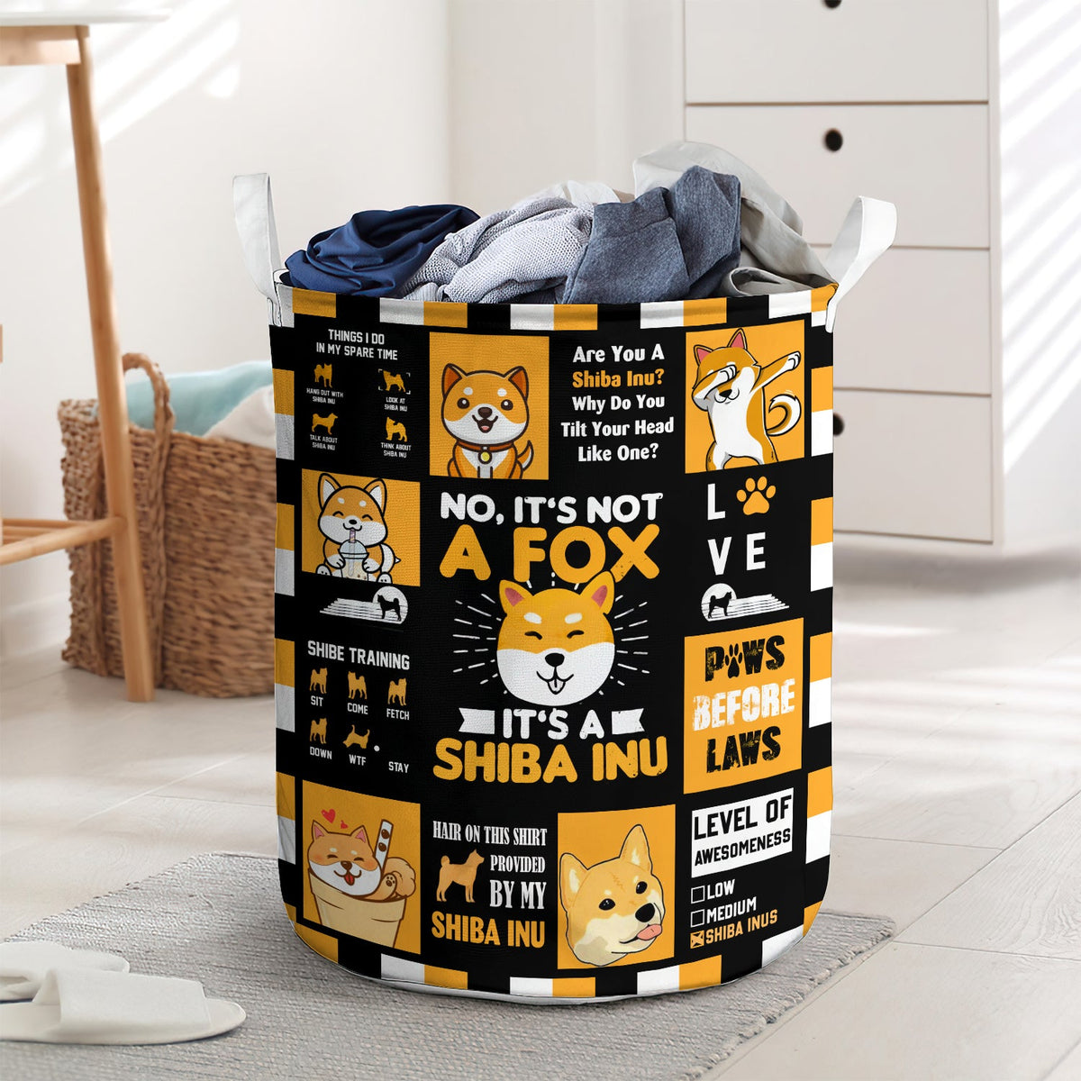 Cute shiba love play- Laundry basket - LAUB010LIN240222-Owls Matrix