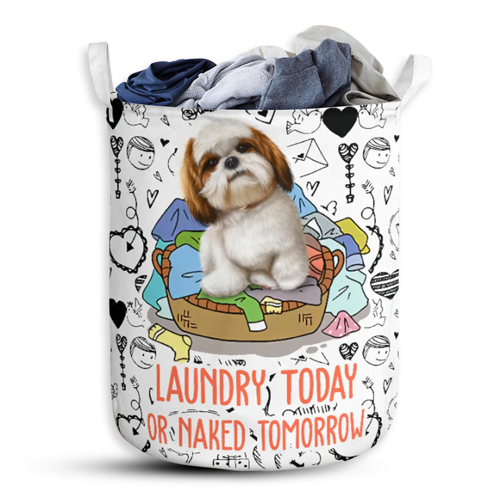 Shih Tzu Love Pattern - Laundry Basket - Owls Matrix LTD