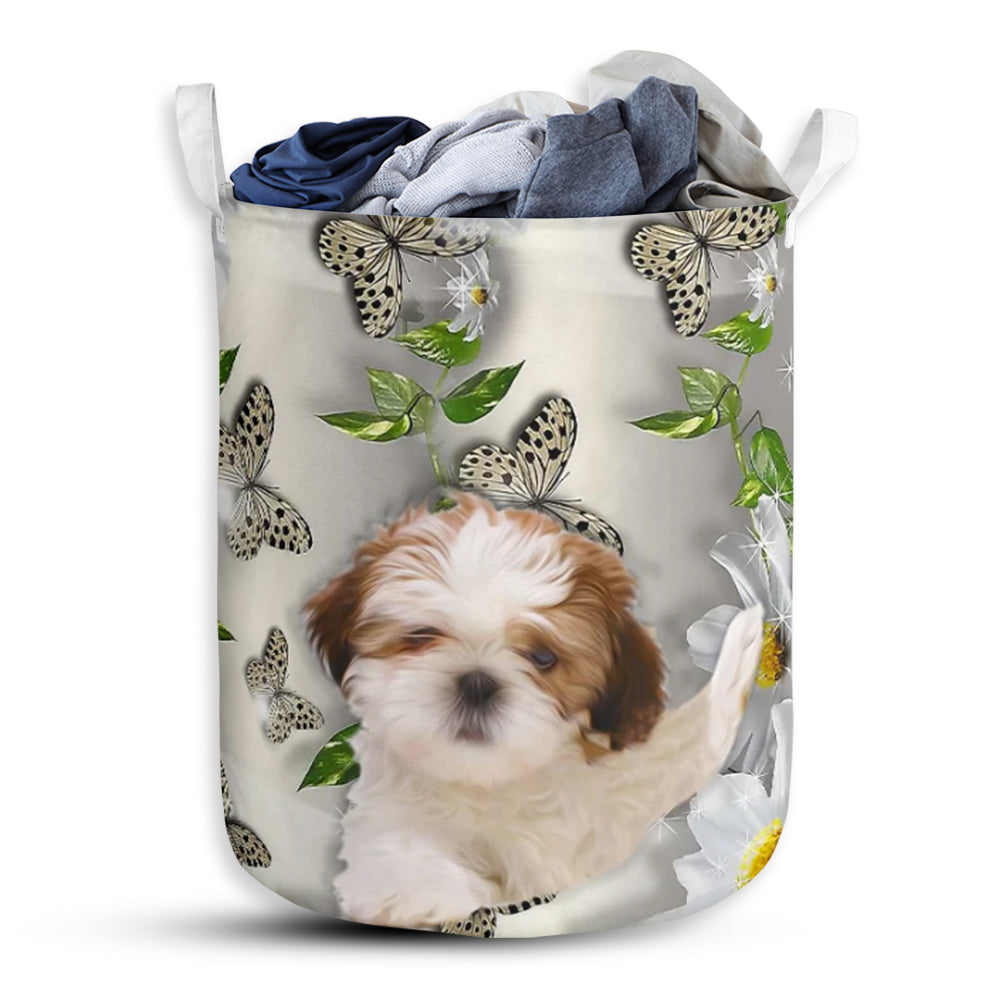 Shih Tzu Oil Painting - Laundry Basket - Owls Matrix LTD