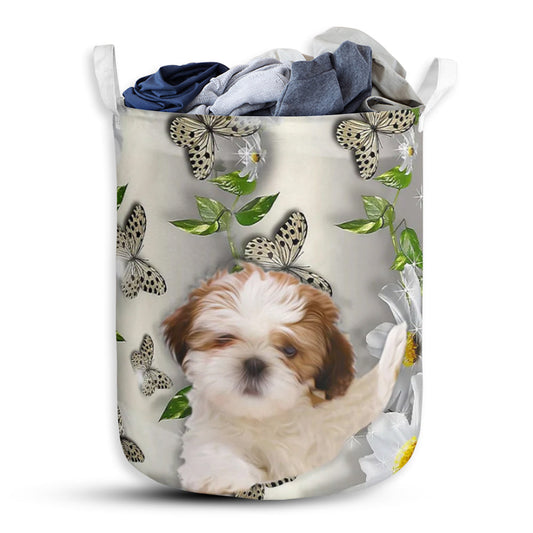 Shih Tzu Oil Painting - Laundry Basket - Owls Matrix LTD