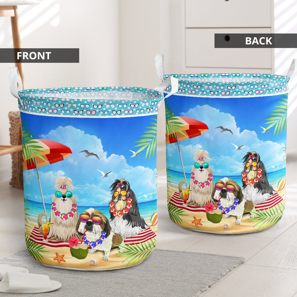Shih Tzu Beach Summer - Laundry Basket - Owls Matrix LTD