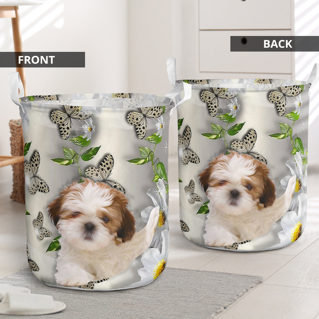 Shih Tzu Oil Painting - Laundry Basket - Owls Matrix LTD