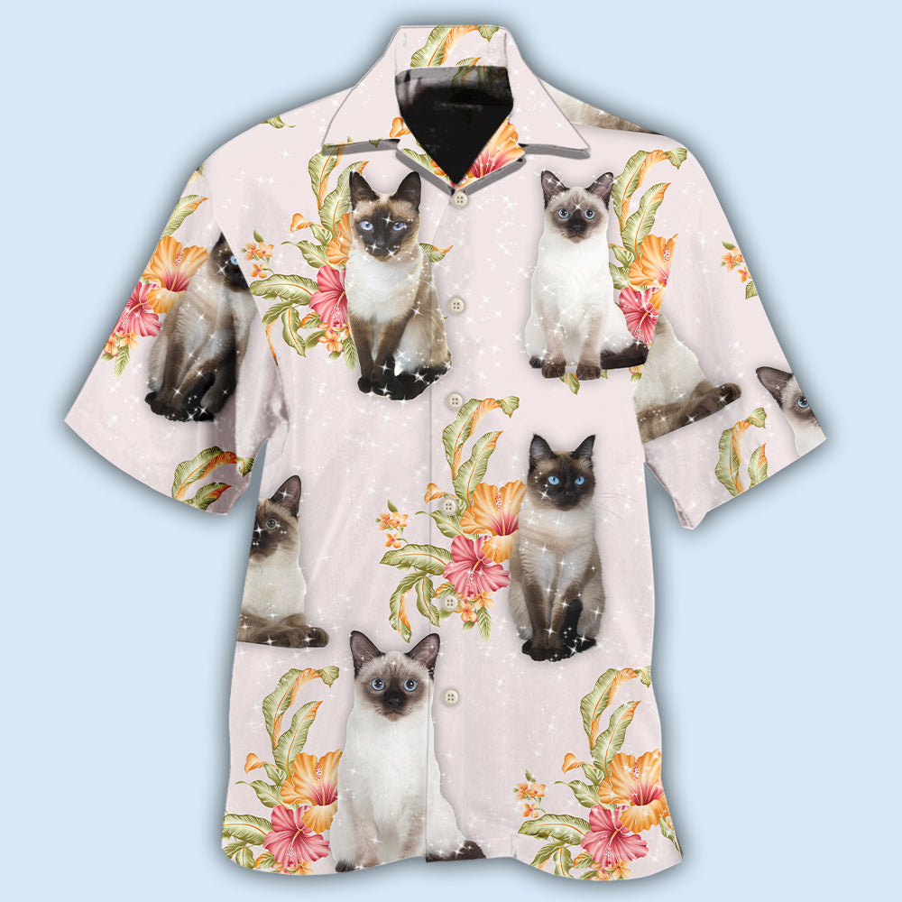 Siamese Cat Tropical Floral Style – Hawaiian Shirt