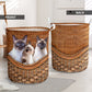 Siamese Cat V3 Rattan Teaxture - Laundry Basket - Owls Matrix LTD