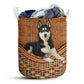 Siberian Husky Dog Rattan Teaxture - Laundry Basket - Owls Matrix LTD