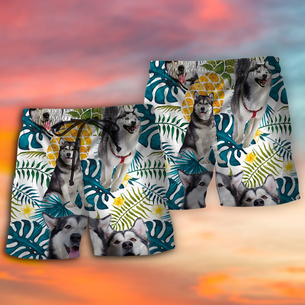 Husky Tropical Leaf Floral Style – Beach Short