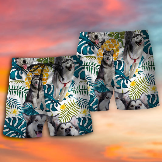 Husky Tropical Leaf Floral Style – Beach Short