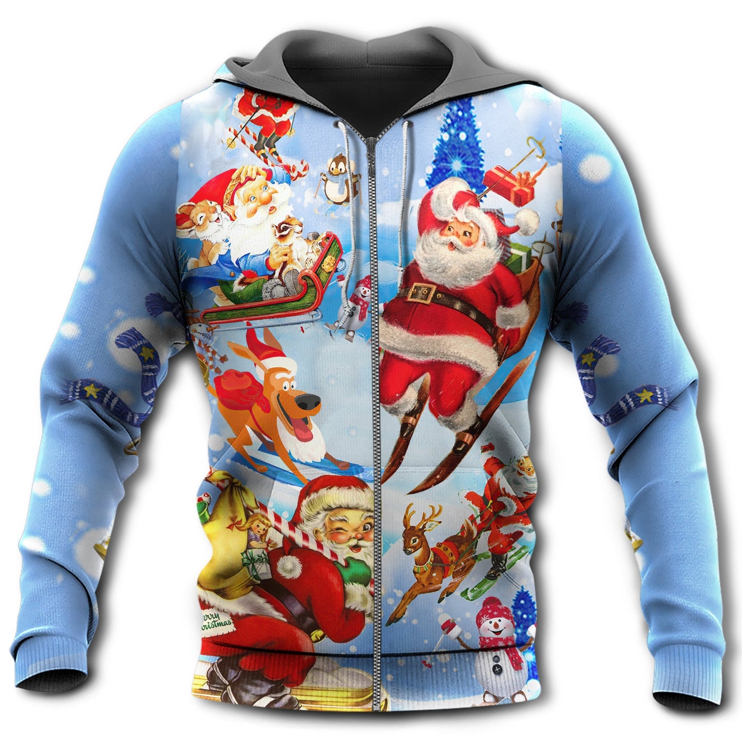 Skiing Santa Christmas Fun - 3D Hoodie2