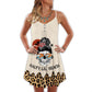 Salty Beach Skull Vibes – Women's Summer Sleeveless V-Neck Camisole Dress