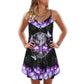 Purple Butterfly Skull Cool – Women's Summer Sleeveless V-Neck Camisole Dress
