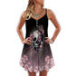 Dark Rose Skull Blur – Women's Summer Sleeveless V-Neck Camisole Dress