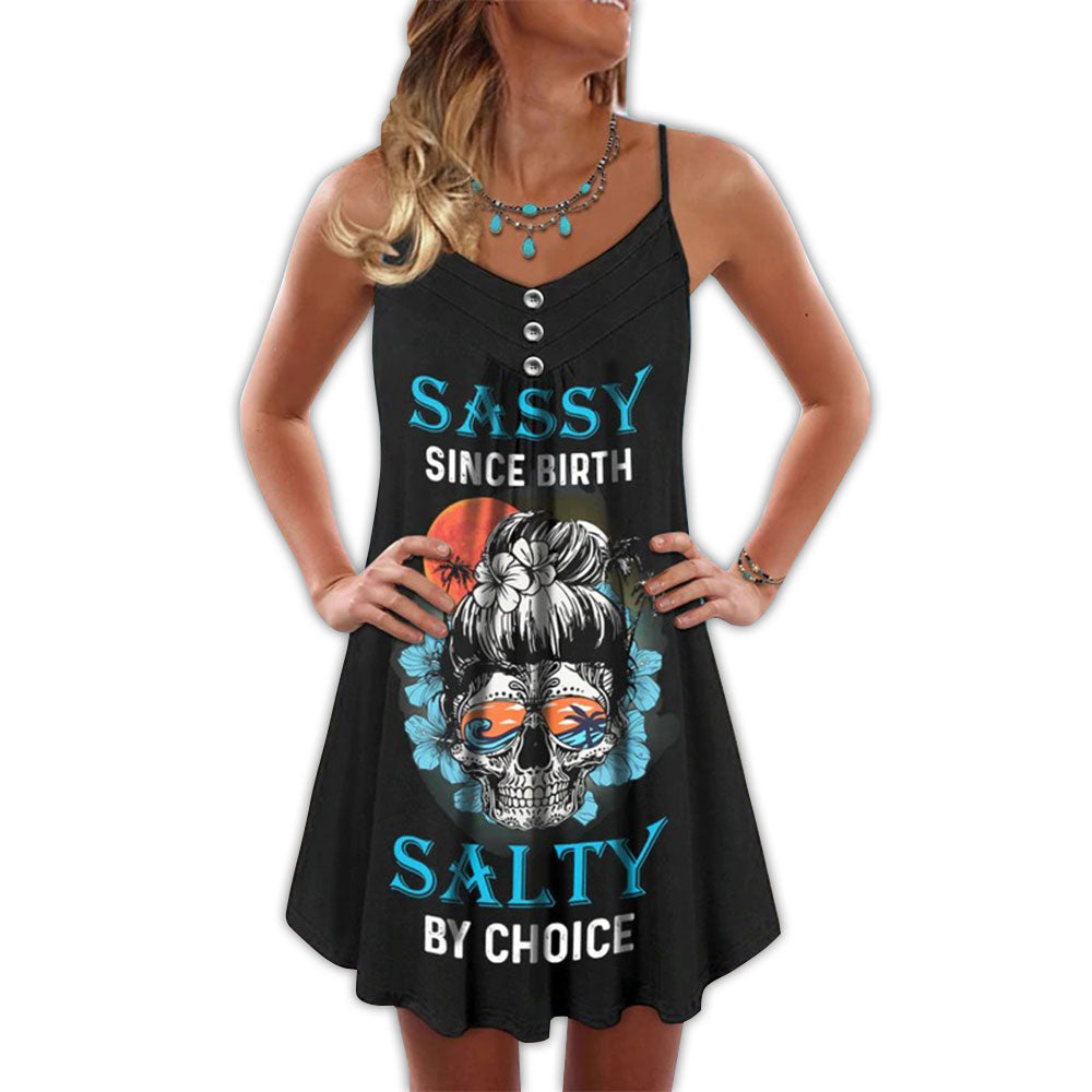 Sassy Salty Skull Style – Women's Summer Sleeveless V-Neck Camisole Dress