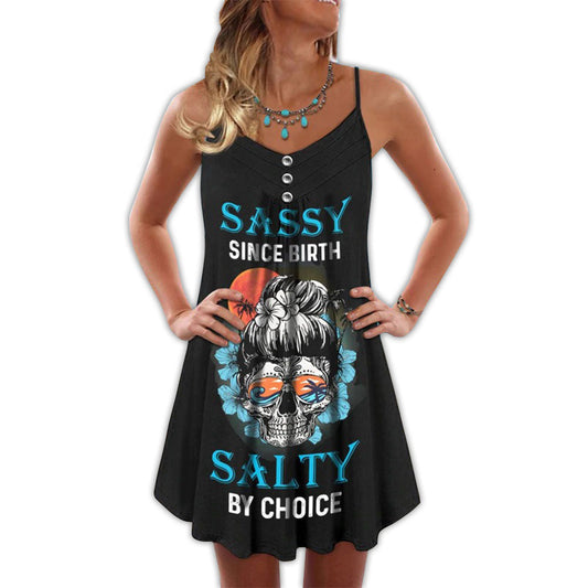 Sassy Salty Skull Style – Women's Summer Sleeveless V-Neck Camisole Dress