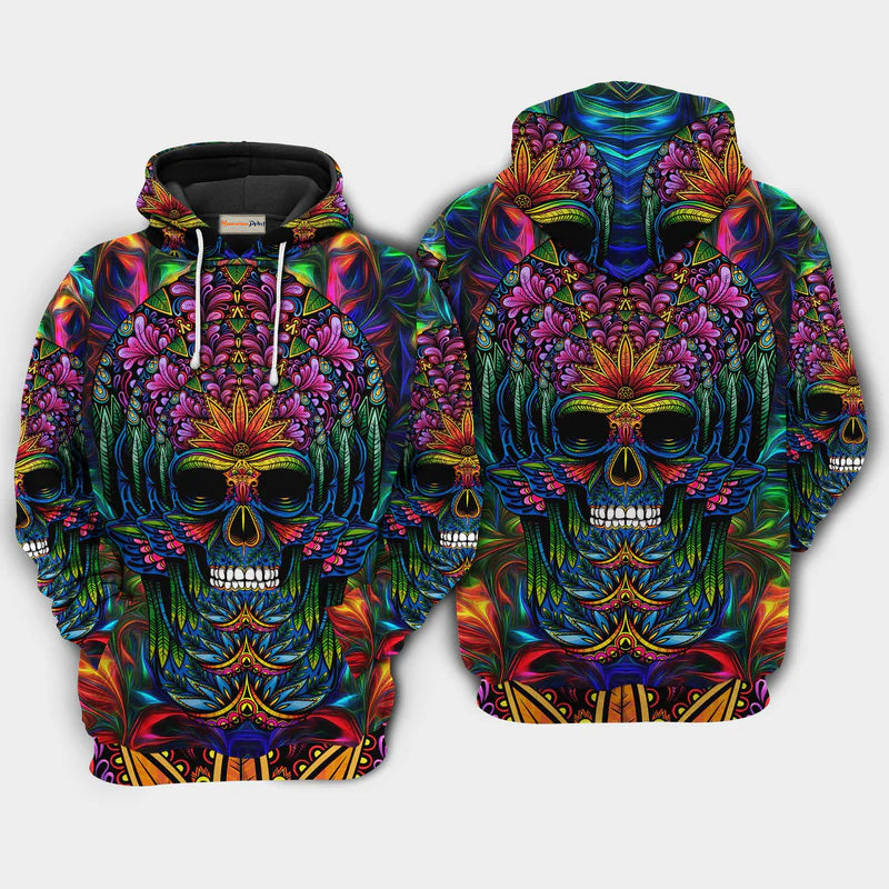 Skull Amazing Colorful Art – 3D Hoodie