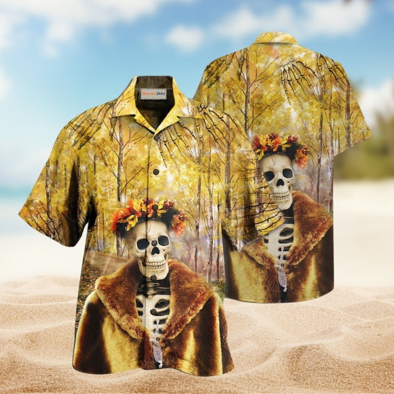 Skull Amazing Skeleton In Autumn Limited Edition – Hawaiian Shirt