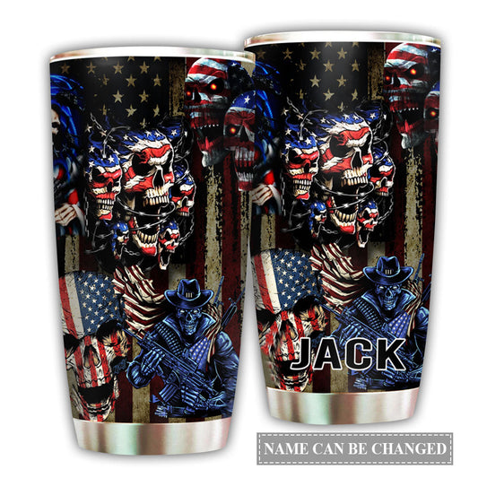 American Skull Personalized 20 Oz Tumbler For Coffee Travel And Daily Use