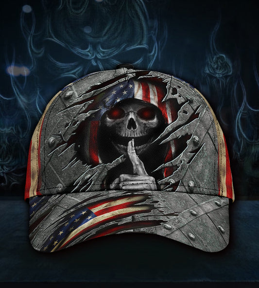 Skull American Flag Patriotic Style – Classic Cap