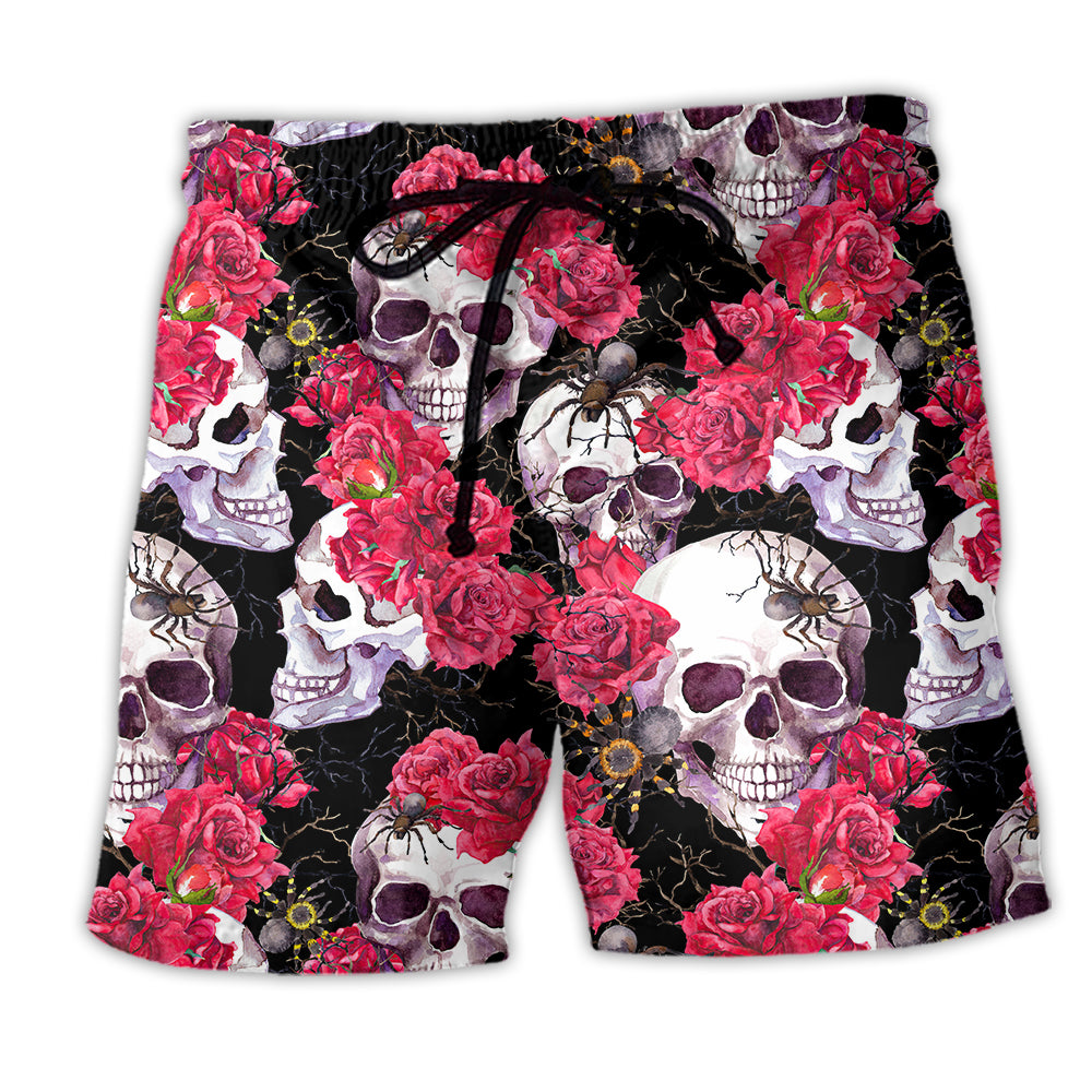 Skull And Roses Floral Art – Beach Short