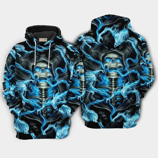 Skull Black And Blue Art – 3D Hoodie