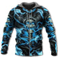 Skull Black Blue Cool Style - 3D Hoodie