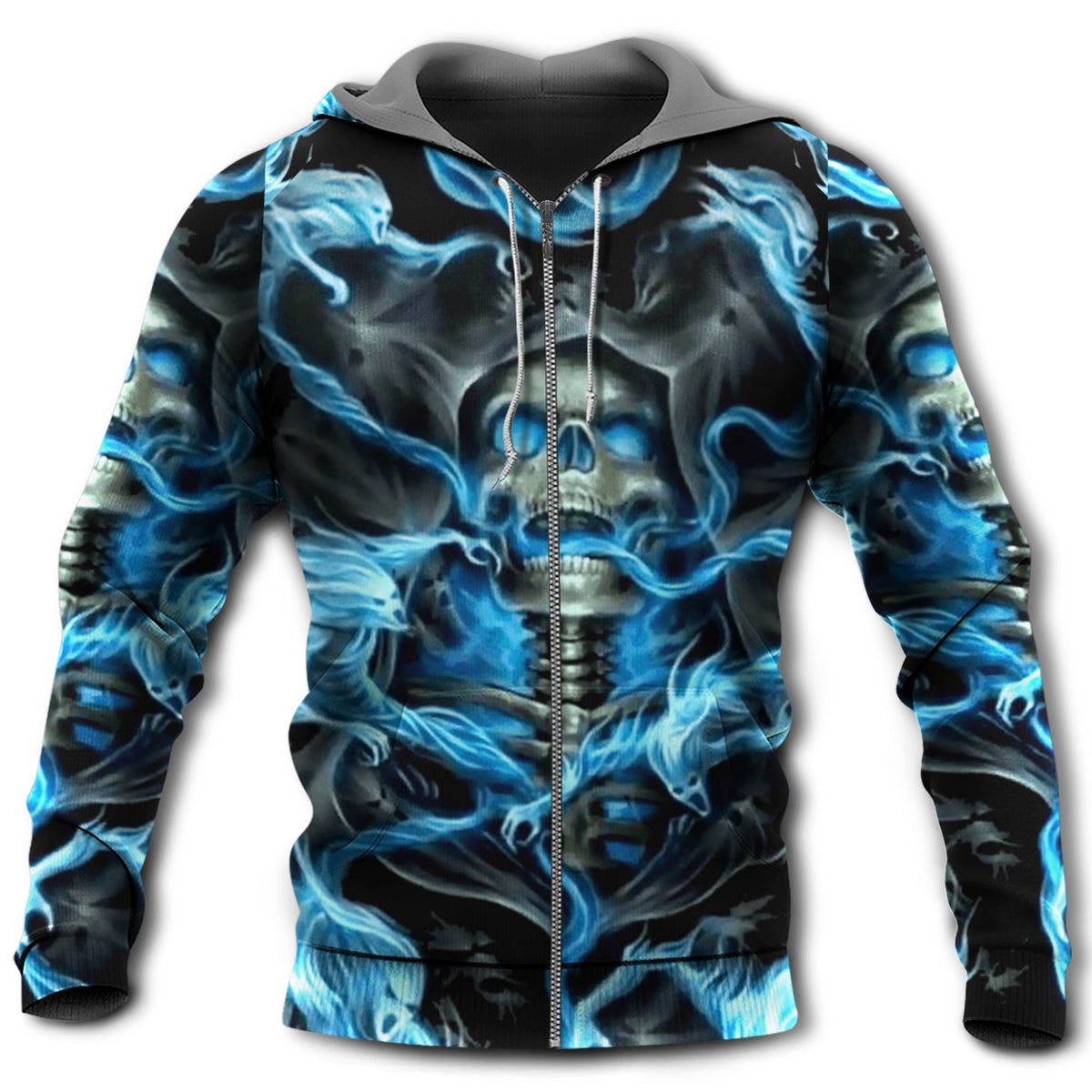Skull Black Blue Cool Style - 3D Hoodie