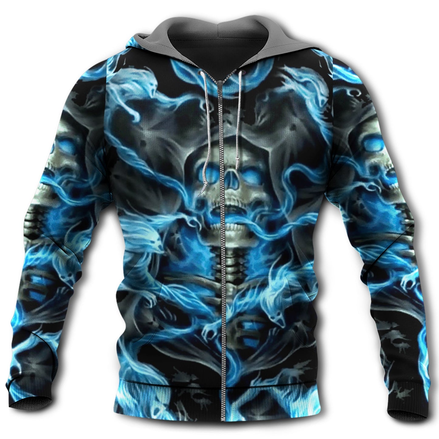 Skull Black Blue Cool Style - 3D Hoodie