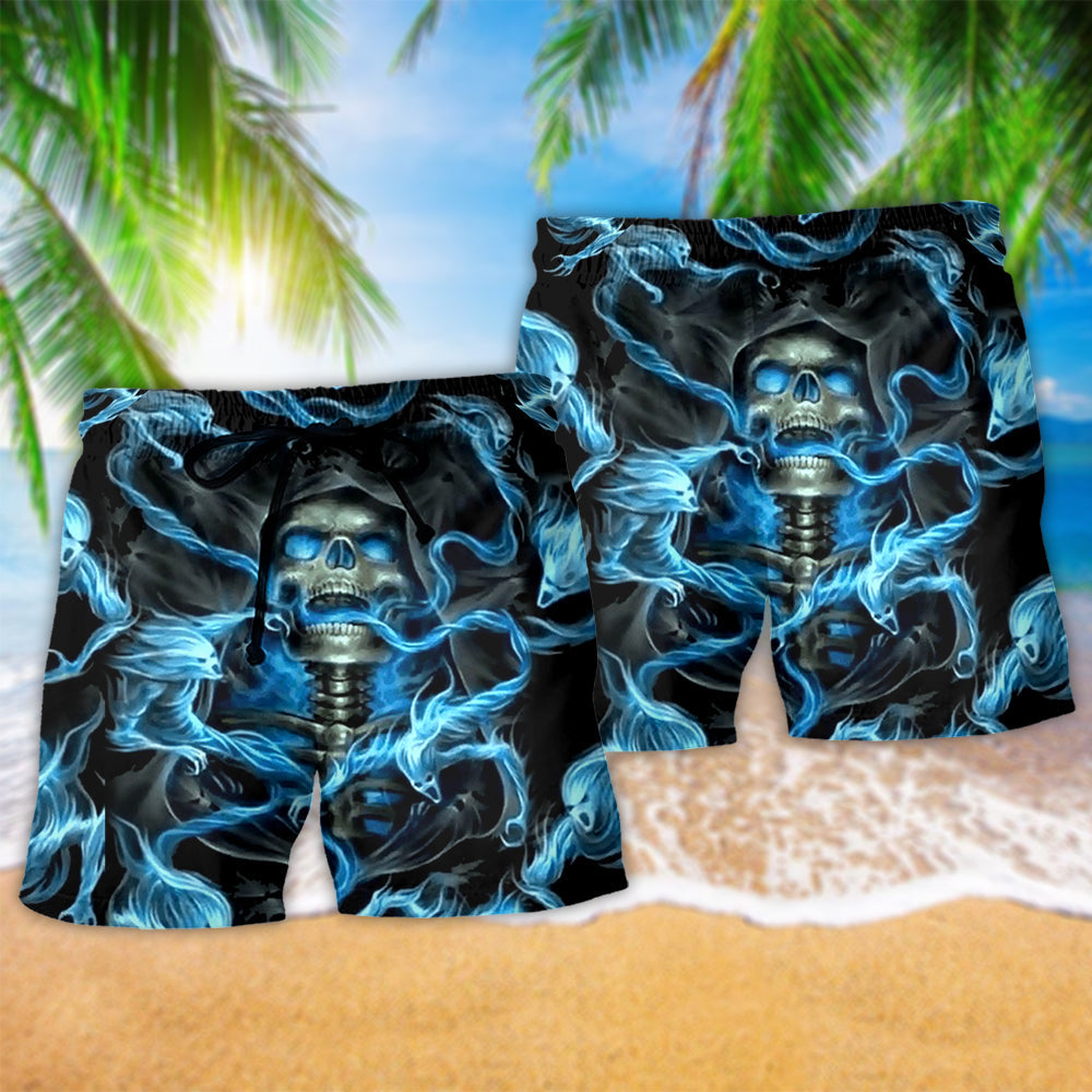 Skull Black Background Style – Beach Short