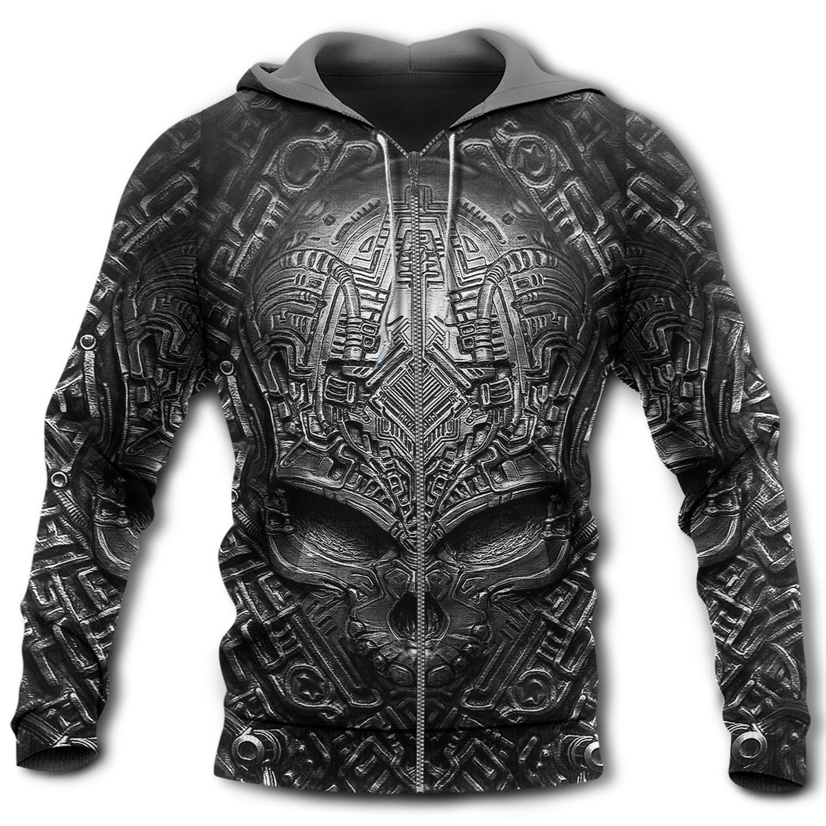 Skull Black Leather Dark Style - 3D Hoodie
