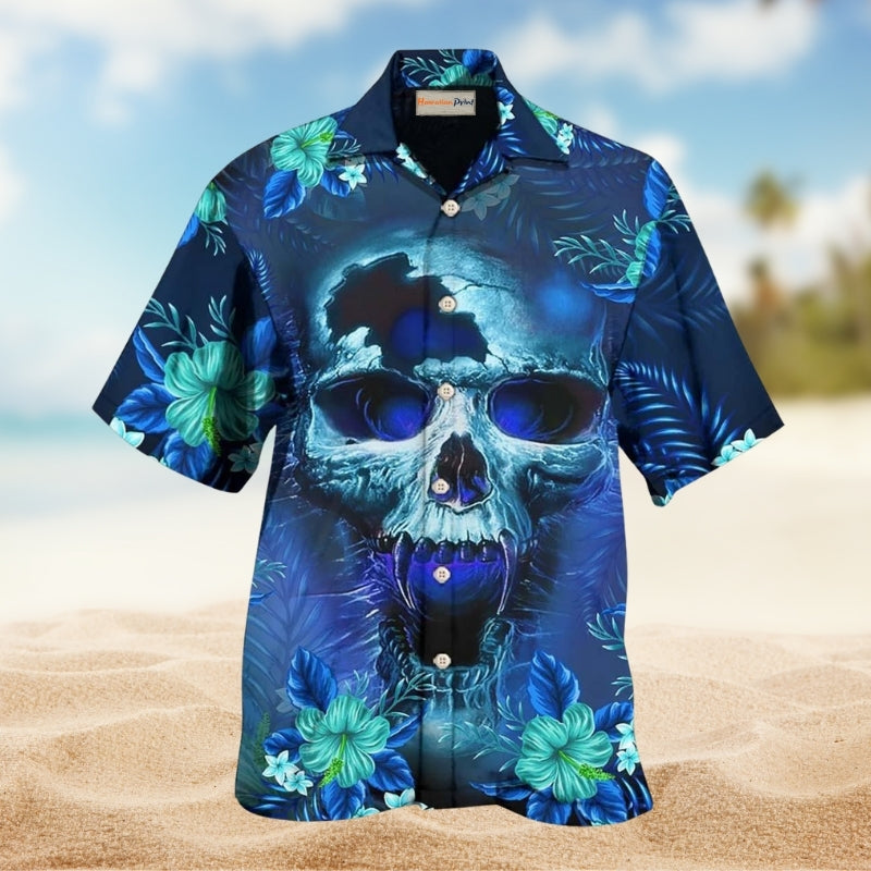 Skull Blue Hello Summer Style Limited Edition – Hawaiian Shirt