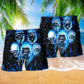 Skull Blue Skull Angry Style Blue - Beach Short