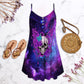 Purple Butterfly Skull Mysterious – Women's Summer Sleeveless V-Neck Camisole Dress