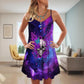 Purple Butterfly Skull Mysterious – Women's Summer Sleeveless V-Neck Camisole Dress