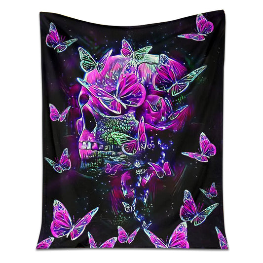 Skull Butterfly Story 50 x 60 Inch Flannel Blanket For Cozy Bedroom And Sofa Decor