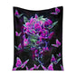 Skull Butterfly Pink 50 x 60 Inch Flannel Blanket For Cozy Bedroom And Sofa Decor