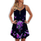 Butterfly Skull Night Art – Women's Summer Sleeveless V-Neck Camisole Dress