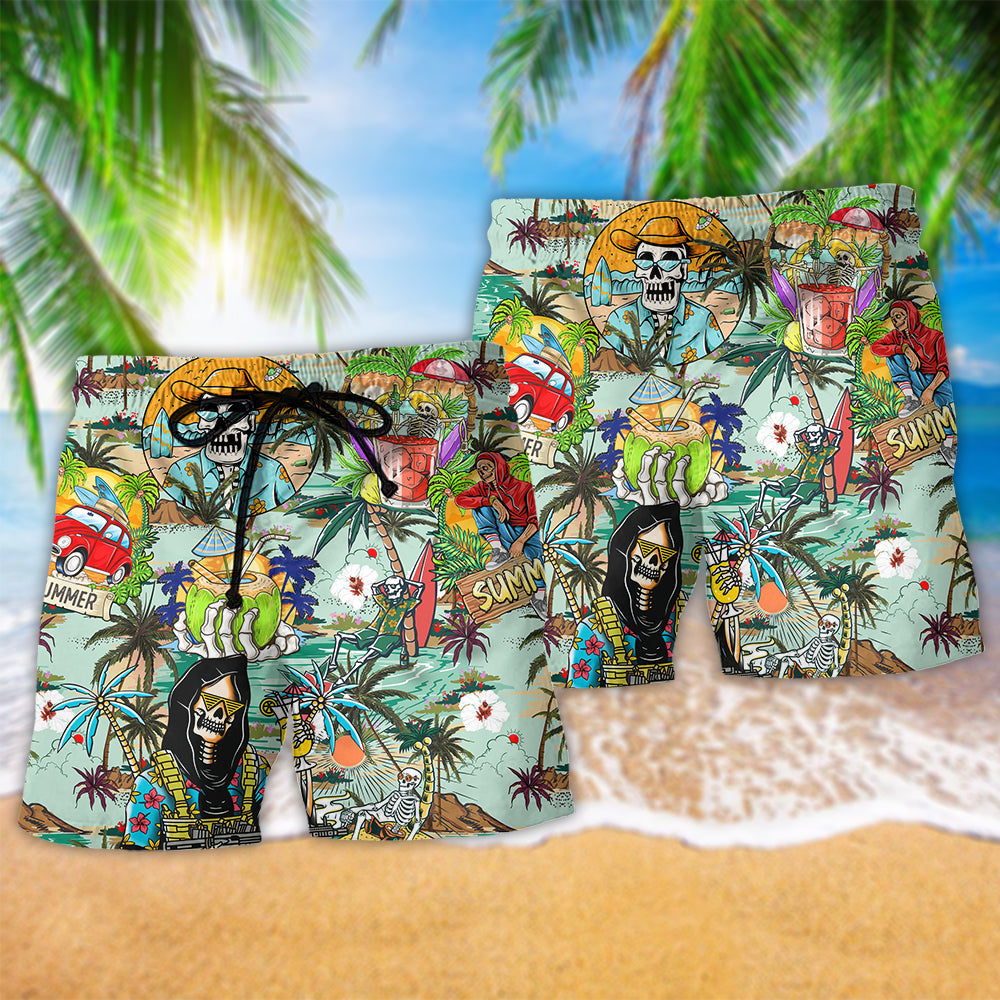 Skull Chill Out Summer Beach Tropical - Beach Short - Owls Matrix LTD