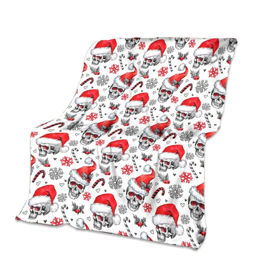 Skull Christmas So Happy 50 x 60 Inch Flannel Blanket For Cozy Bedroom And Sofa Decor