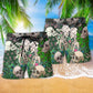 Skull Couple Kiss Floral Romantic Art – Beach Short