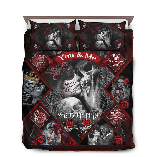 Skull Couple Love Bedding Cover For Gothic Bedroom Decor