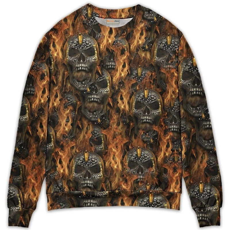 Skull Dark Fire Abstract Art – Sweater - Ugly Christmas Sweater