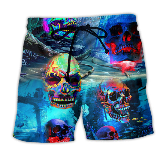 Skull In The Deep Ocean - Beach Short