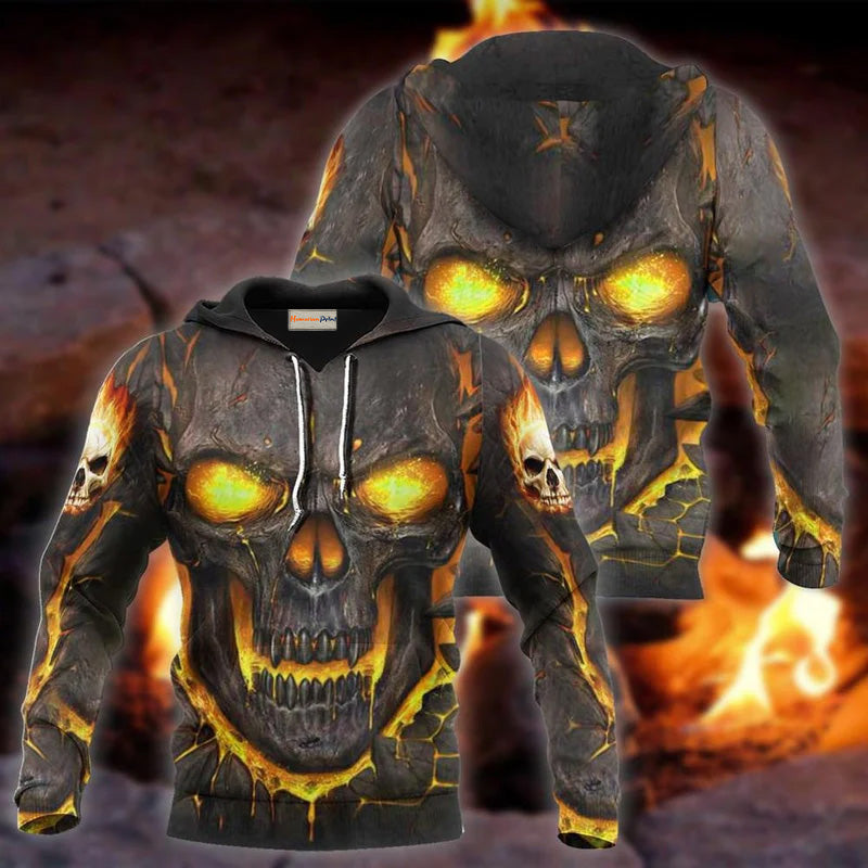 Skull Fire Amazing Art - 3D Hoodie